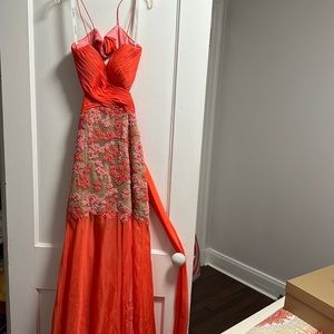 Sherri Hill Coral open back prom dress